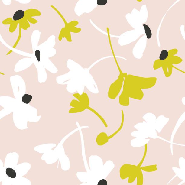 вектор бесшовный узор с ромашками. яркий летний фон. - pattern flower backgrounds repetition stock illustrations