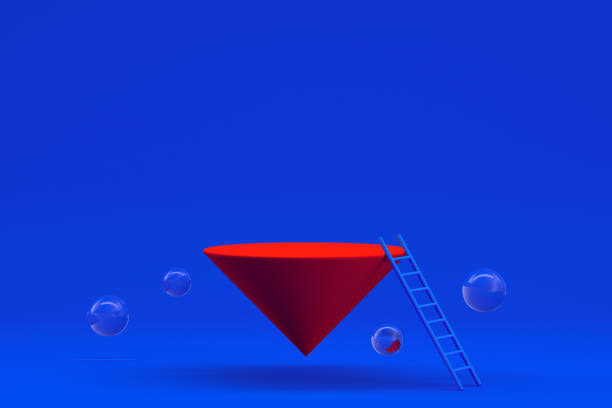 istock 3D Flying Empty Cone Shape Product Stand, Platform, Podium with Staircase 1220492124
