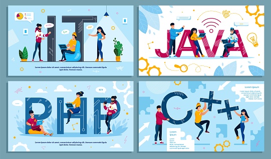 It Programming Language And Web Development Set Stock Illustration ...