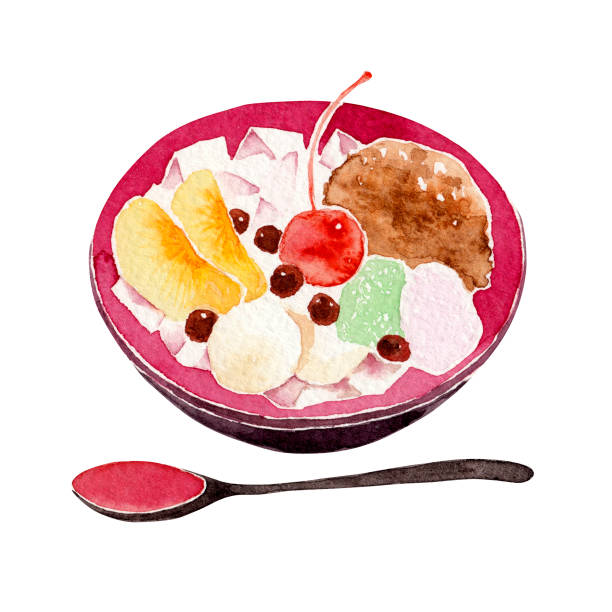 japońskie słodycze anmitsu - agar jelly obrazy stock illustrations