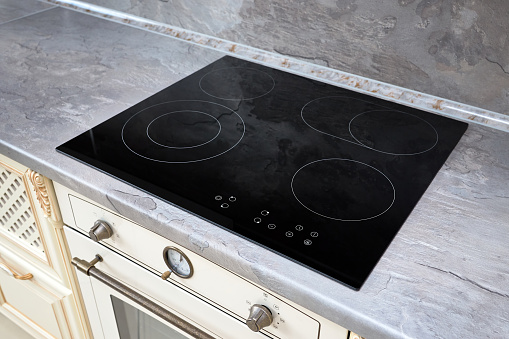 Ceramic induction stove in modern kitchen