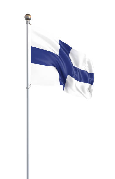 istock Finland flag blowing in the wind. Background texture. 3d rendering, wave. - Illustration. Isolated on white. 1220507851