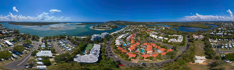 An exclusive apartments surrounded with trees and water in Noosa City, Queensland, Australia