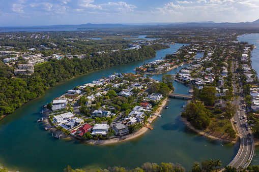 A up close view of the exclusive houses and their different house structure in Noosa City Queensland, Australia