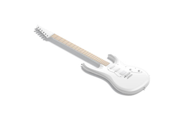 istock Blank white electric guitar mockup, side view 1220513418