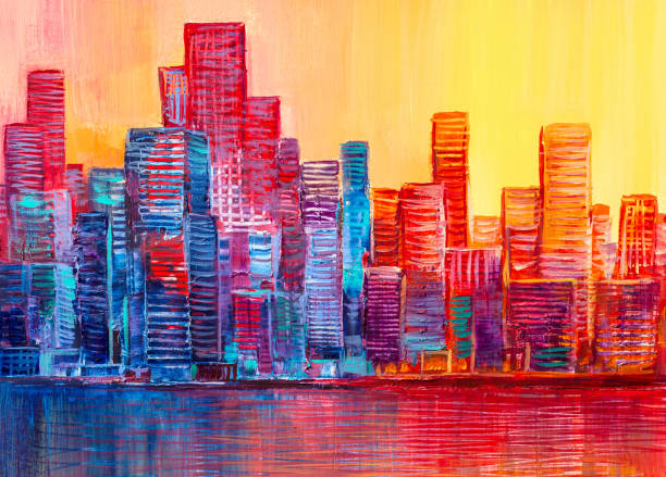 istock Artistic painting of skyscrapers. Abstract style. Cityscape panorama. 1220513565