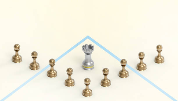 istock Leadership teamwork power and confidence concept Chess game and Creative Victory business concept on yellow background - 3d rendering .flat lay 1220514853