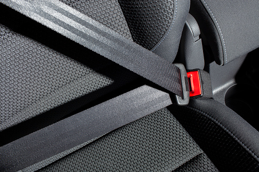 Safety belt in a car.