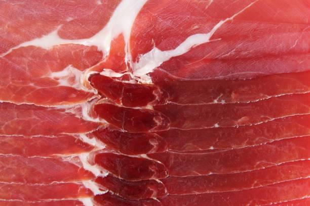 Close up slices dried pork texture. photo stock photo
