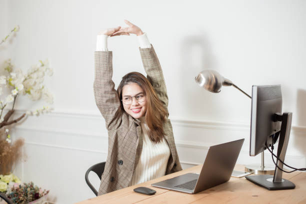 istock Business woman is working in her office desk 1220519941
