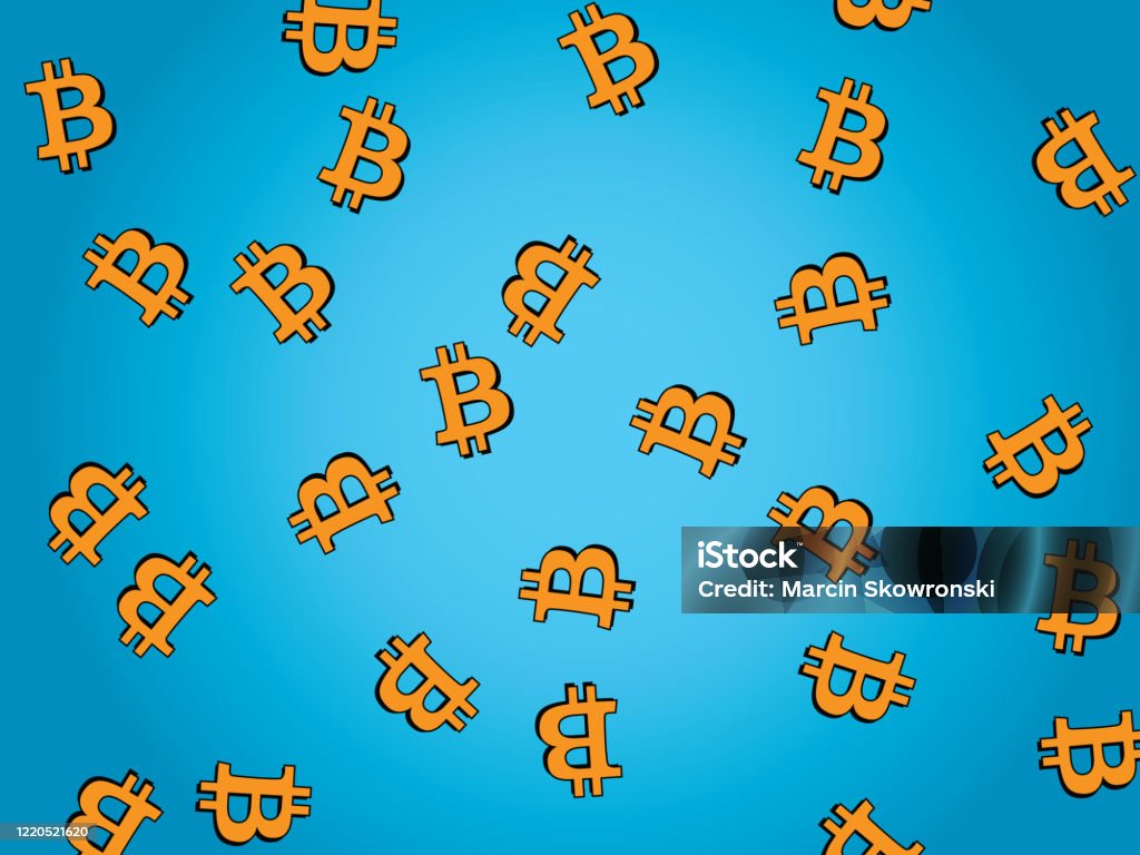 Nền Gradient Màu Xanh Nhạt Với Các Biểu Tượng Bitcoin Màu Cam Bay ...
