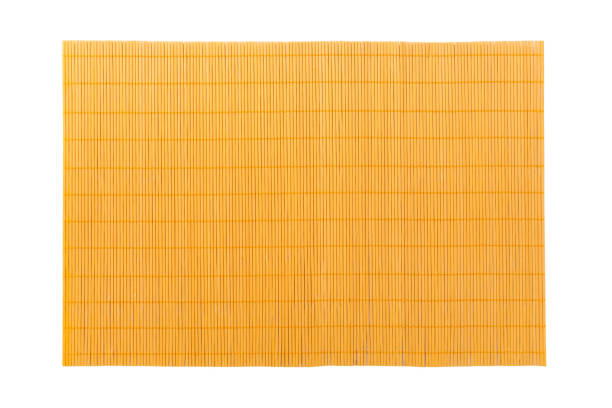 överstsikt över isolerade orange placemat för mat. tomt utrymme för din design - tatami mat bildbanksfoton och bilder