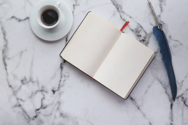 istock high angle view of open diary tea and fountain pen 1220524646
