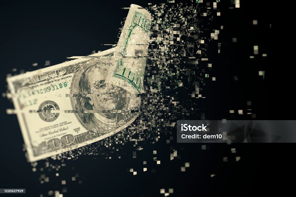Pixelated Dollar Currency On Black Background Stock Photo - Download Image  Now - Currency, Technology, Pixelated - iStock