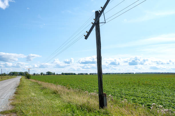istock broken electrical support on the edge of the road 1220533159