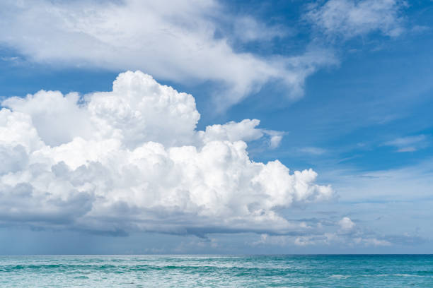 istock Bali beach scene - turquoise Indian ocean, white sand and blue sky on the background. 1220536501