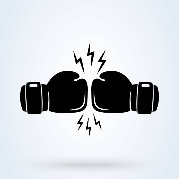 ilustraciones, imágenes clip art, dibujos animados e iconos de stock de icono de guantes de boxeo de lucha, dos guantes estilo de diseño plano moderno. ilustración vectorial - hostile environment