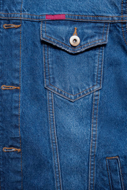 istock Blue denim texture. Closeup of denim jacket elements. Background for banner, poster or adrift. 1220541931