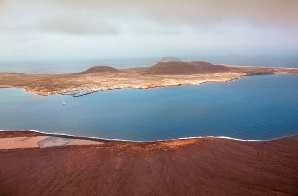 View from the Mirador del Río viewpoint (Lanzarote) towards the island of La Graciosa. Spain.