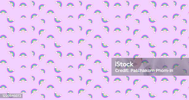 Abstract Pattern Rainbow And Clouds Kawaii Wallpaper Background Abstract  Cute Pastel Colors Funny Faces Cartoon Concept For Children And  Kindergartens Or Presentation And Christmas Day Stock Illustration -  Download Image Now - iStock