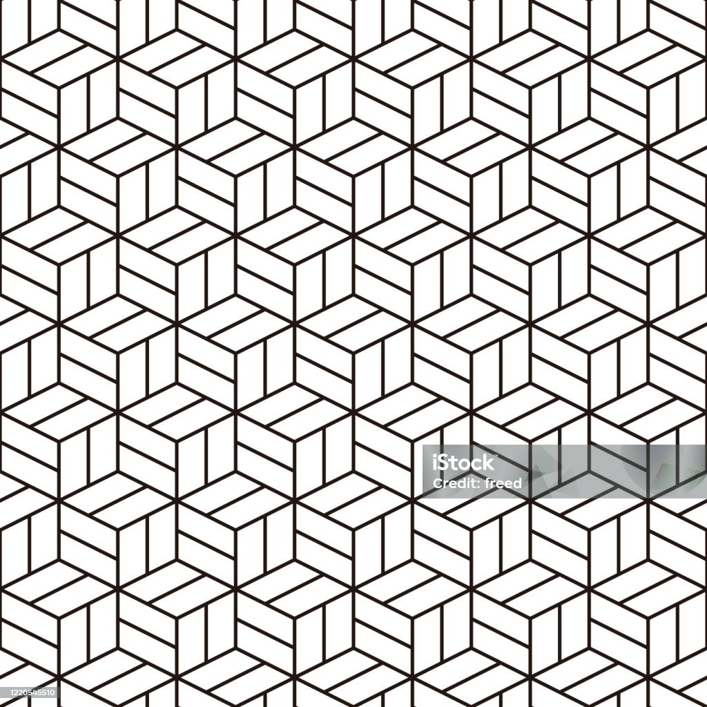 Japanese Cube Pattern Japanese Traditional Pattern Cubic Block Pattern Stock Illustration ...