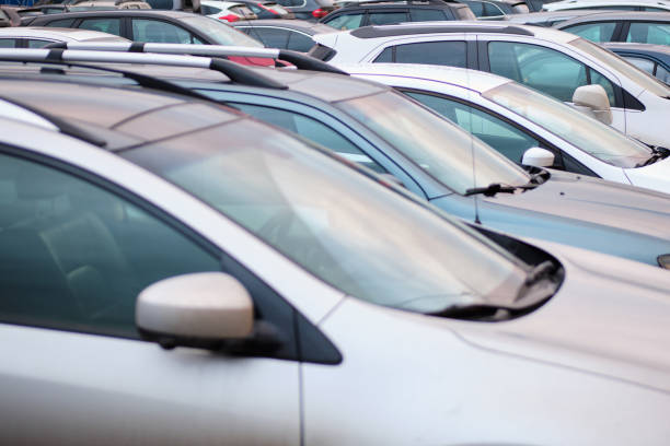 istock Parking with cars and no spaces. 1220547401