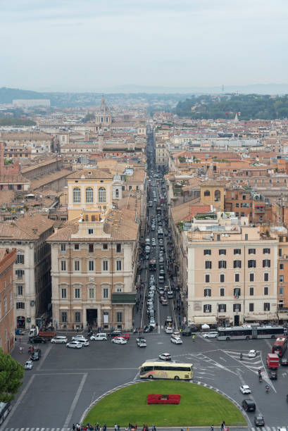 istock Wide angle view of Piazza Venezia Rome, Italy. 1220547405