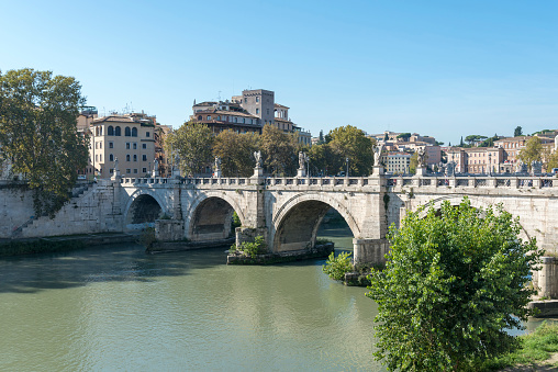 Ponte Cavour bridge in Rome on the Tiber river, Italy. City attraction.