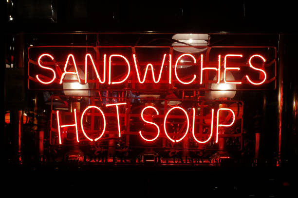 istock Neon light - Sandwiches, Hot soup 1220548710