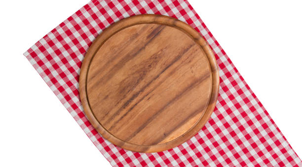 istock Empty wooden board mock up top view isolated over white. 1220550838