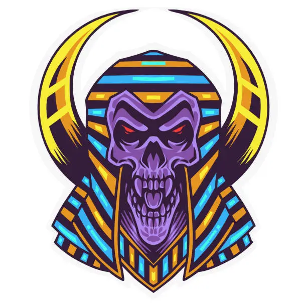 Vector illustration of Skull pharaoh head mascot logo design