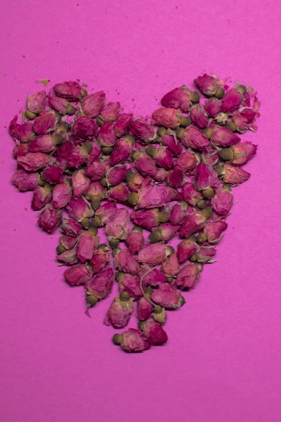 istock Heart-shaped - Pink little roses on a pink background 1220551818