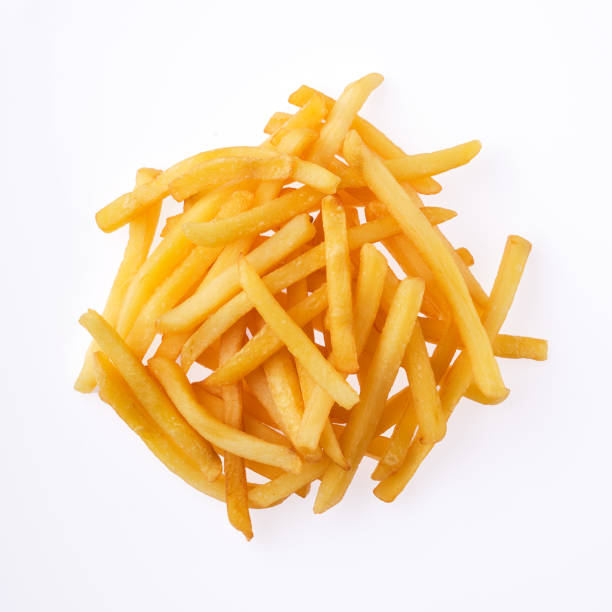 istock French fries isolated on a white background, top view 1220552924