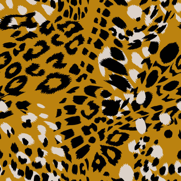 ilustraciones, imágenes clip art, dibujos animados e iconos de stock de leopard spotted piel de impresión piel patrón sin costuras - illusion leather pattern backgrounds