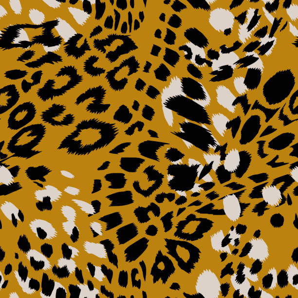 illustrations, cliparts, dessins animés et icônes de leopard spotted impression peau texture sans couture modèle - illusion leather pattern backgrounds