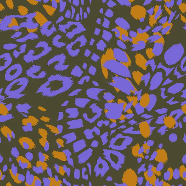 Vector illustration of Leopard spotted print skin fur texture seamless pattern