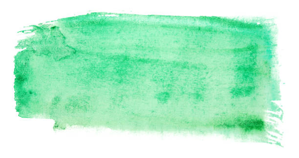 istock Green watercolor stain on a white background 1220557372