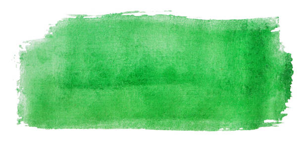 istock Green watercolor stain on a white background 1220557377