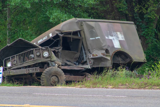 istock Destroyed military medical ambulance 1220558860