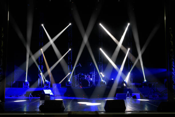 istock scene, stage light with colored spotlights and smoke 1220560006