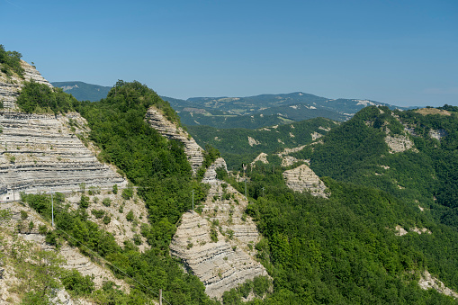 Summer landscape near the monastery of La Verna, Arezzo, Tuscany, Italy, in the Casentino park