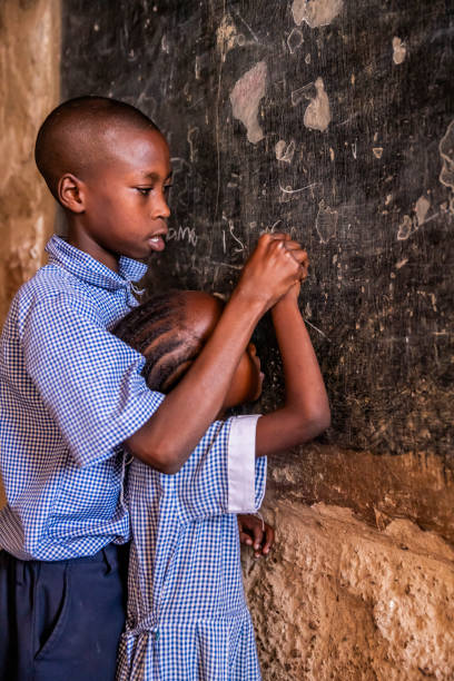 African children are learning English language, orphanage in Kenya