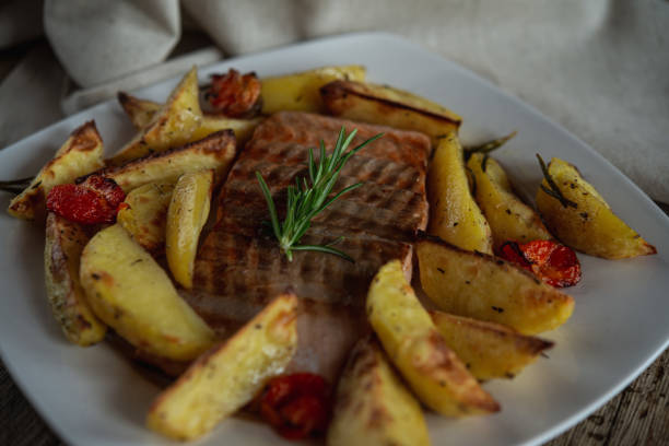 istock Grilled salmon with potatoes 1220570602