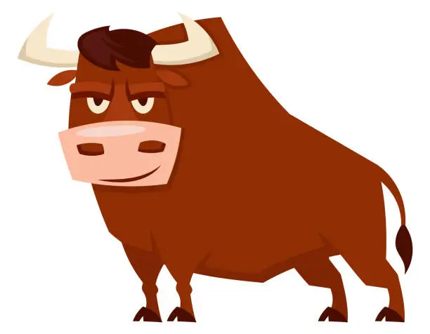 Vector illustration of Standing angry bull.