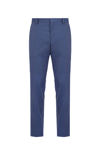 Front views blue trousers on isolated background