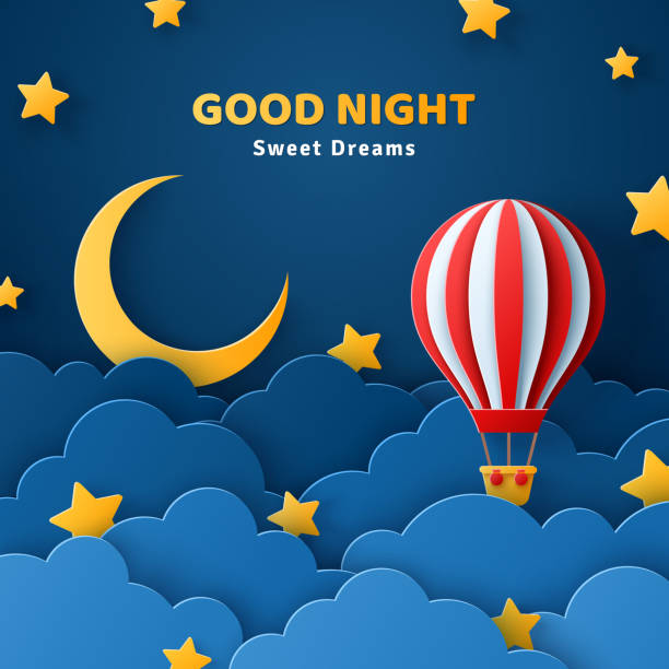 balony powietrzne w nocy - bedtime stock illustrations