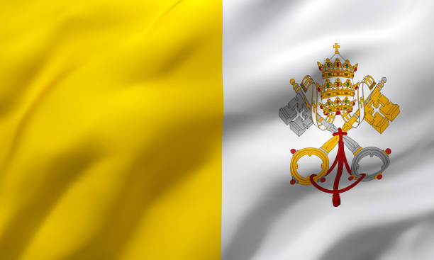 istock Flag of Vatican blowing in the wind 1220575901