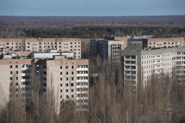 istock Buildings in Pripyat in Chernobyl zone 1220576751