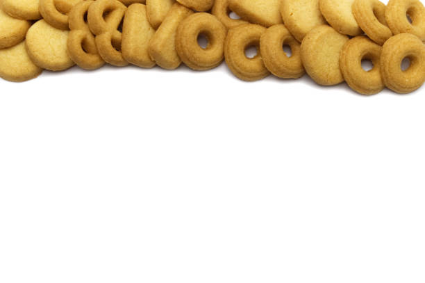 istock Danish style butter cookies biscuit isolated on white background. Copy space. 1220576832