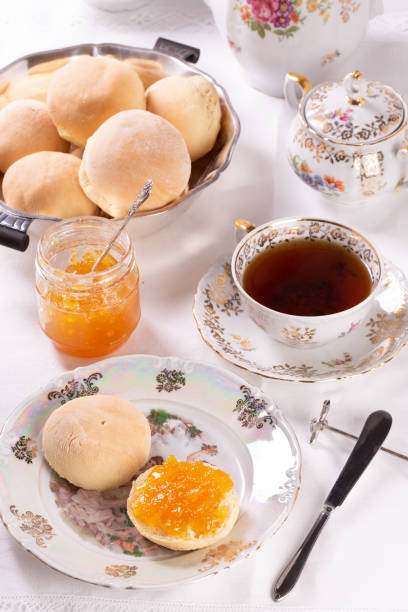 istock Fresh delicious small muffins with orange jam for morning tea 1220579517